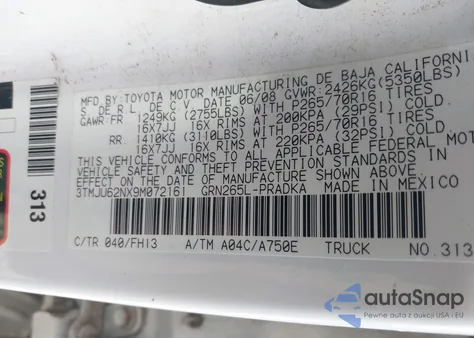 2009 Toyota Tacoma Prerunner V6 из США, поврежденный, VIN 3TMJU62NX9M072161